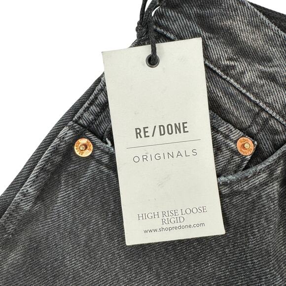 RE/DONE High Rise Straight Loose Rigid Distressed Jeans Black Size 25 NEW - Picture 8 of 16